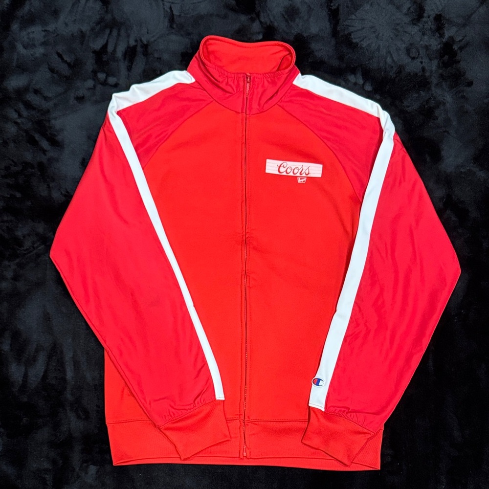 Vintage Coors - Champion Red and White Full-Zip Jacket Coors Banquet